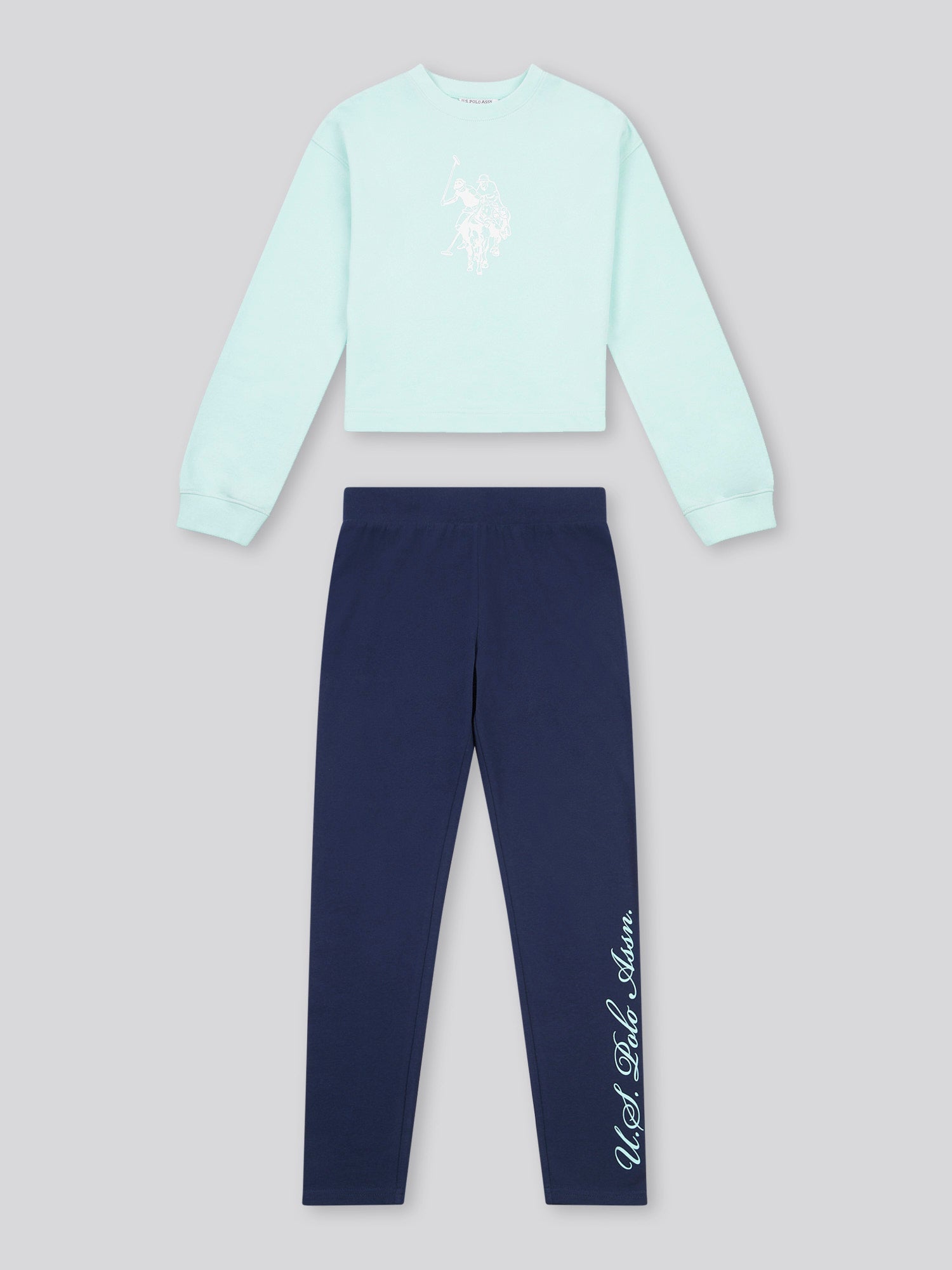 Girls Graphic Boxy Sweat & Legging Set Blue Light