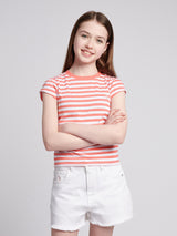 Girls Double Horsemen Mixed 2 Pack Cap Sleeve Tees in Sugar Coral