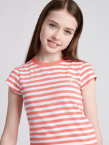 Girls Double Horsemen Mixed 2 Pack Cap Sleeve Tees in Sugar Coral