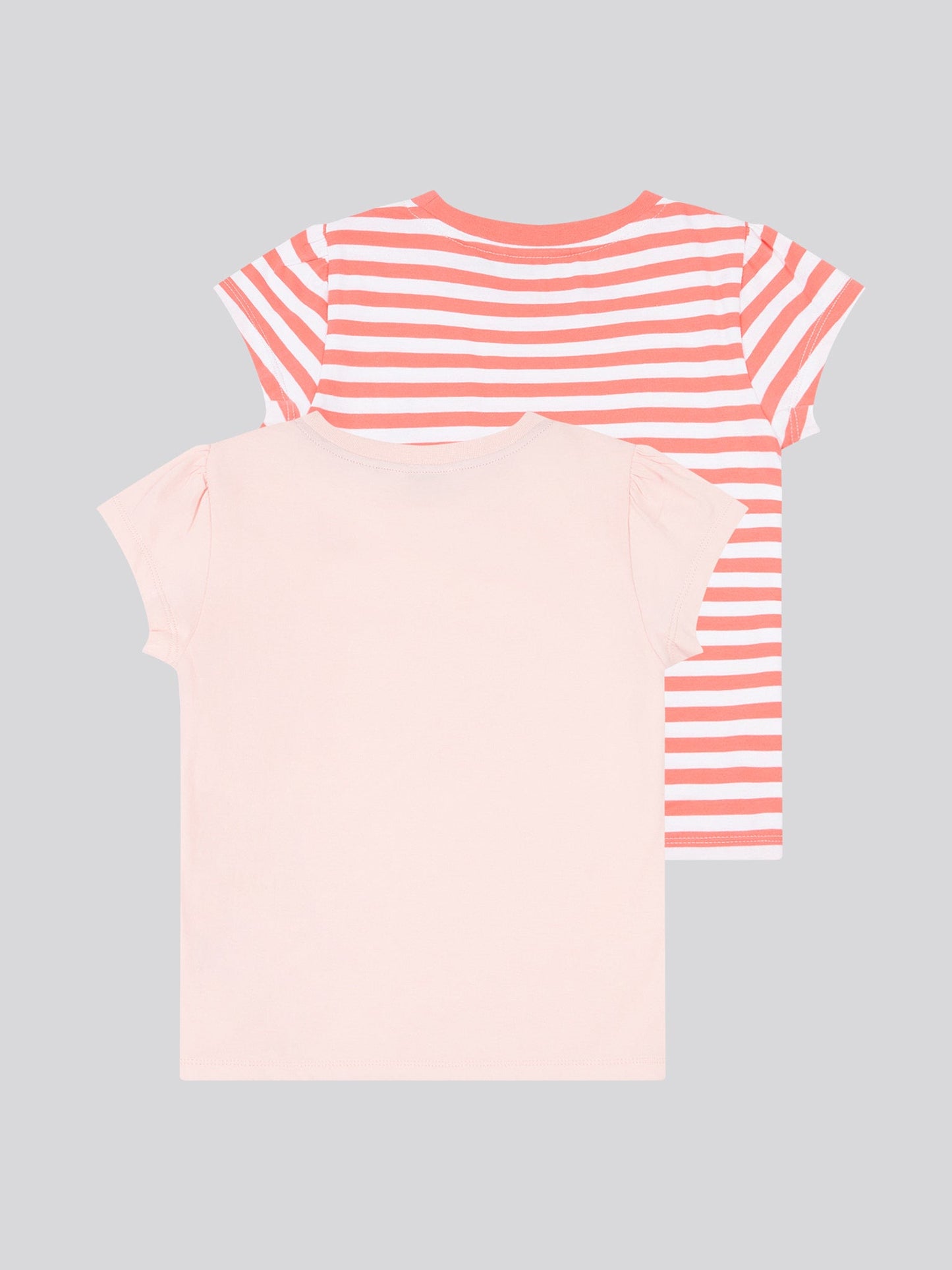 Girls Double Horsemen Mixed 2 Pack Cap Sleeve Tees in Sugar Coral