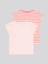 Girls Double Horsemen Mixed 2 Pack Cap Sleeve Tees in Sugar Coral