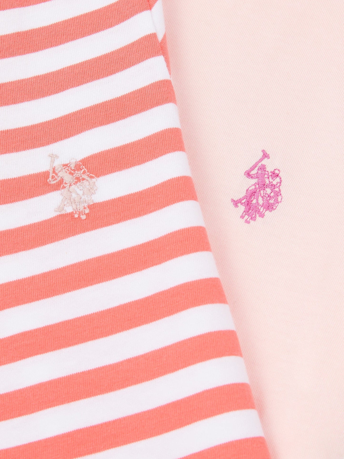 Girls Double Horsemen Mixed 2 Pack Cap Sleeve Tees in Sugar Coral