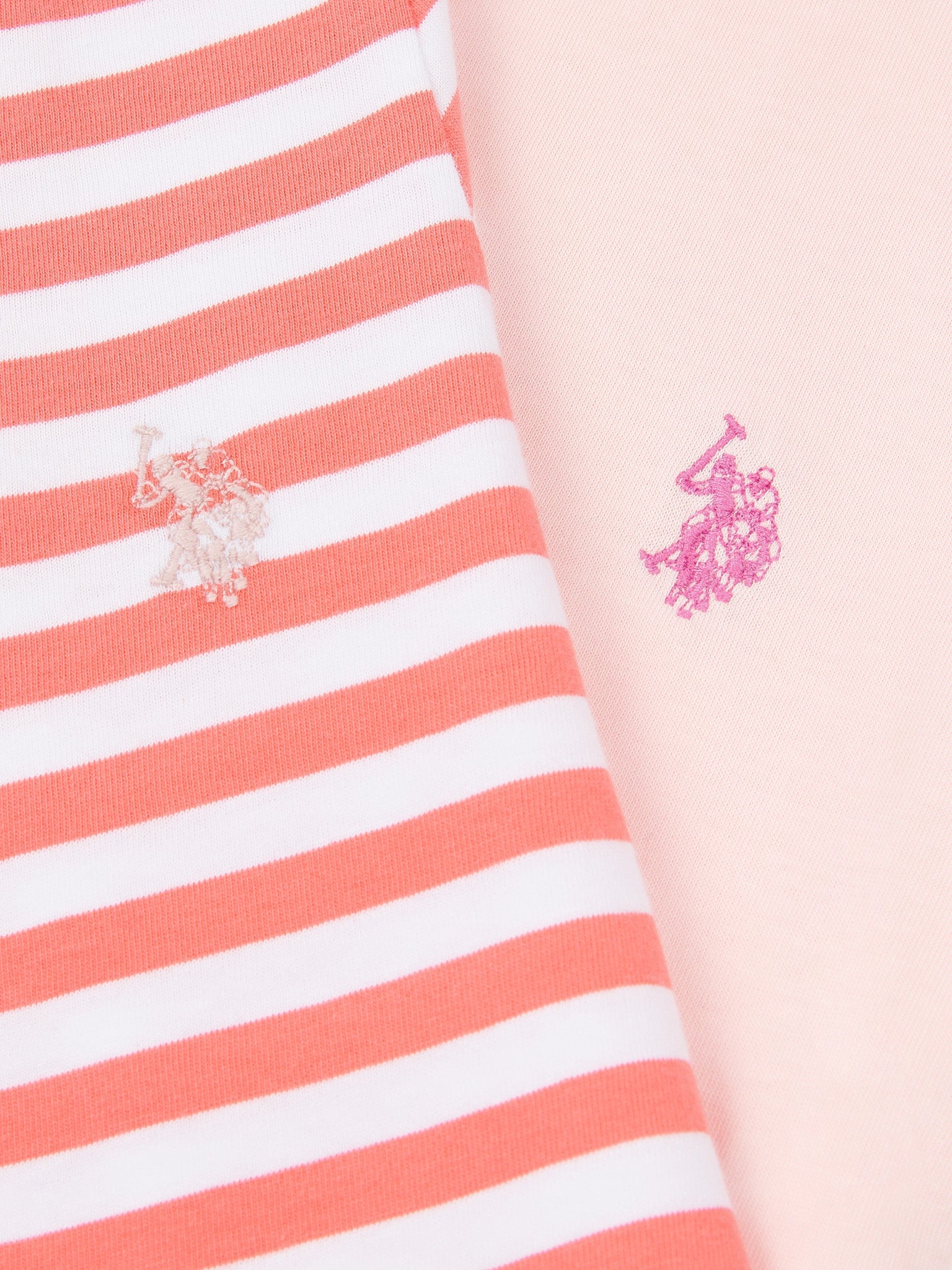 Girls Double Horsemen Mixed 2 Pack Cap Sleeve Tees in Sugar Coral