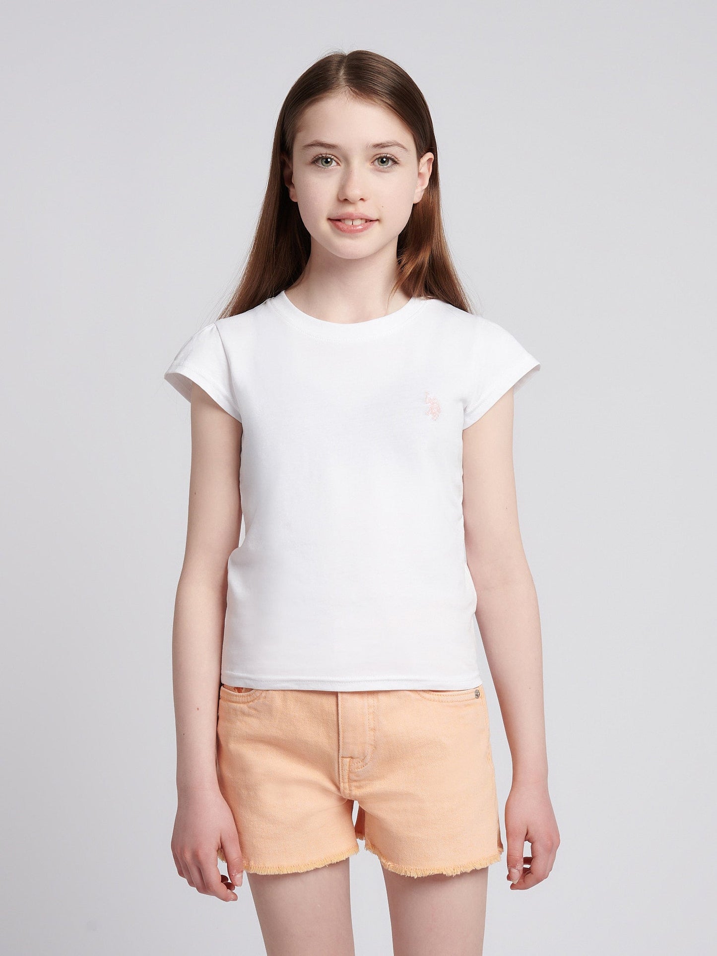 Girls Double Horsemen Mixed 2 Pack Cap Sleeve Tees in Navy Iris