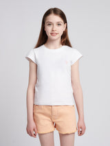 Girls Double Horsemen Mixed 2 Pack Cap Sleeve Tees in Navy Iris
