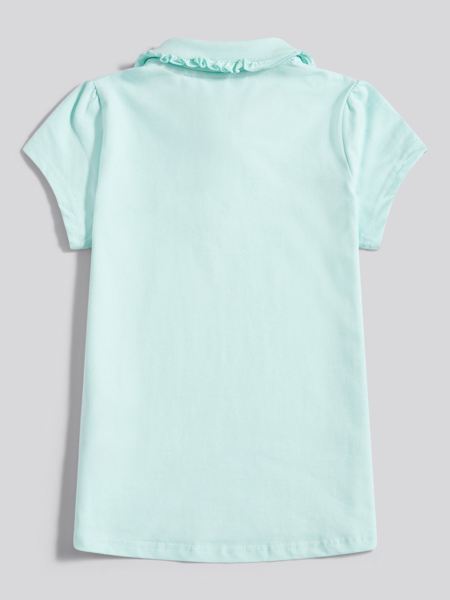 Girls Scallop Collar Polo Shirt in Blue Light
