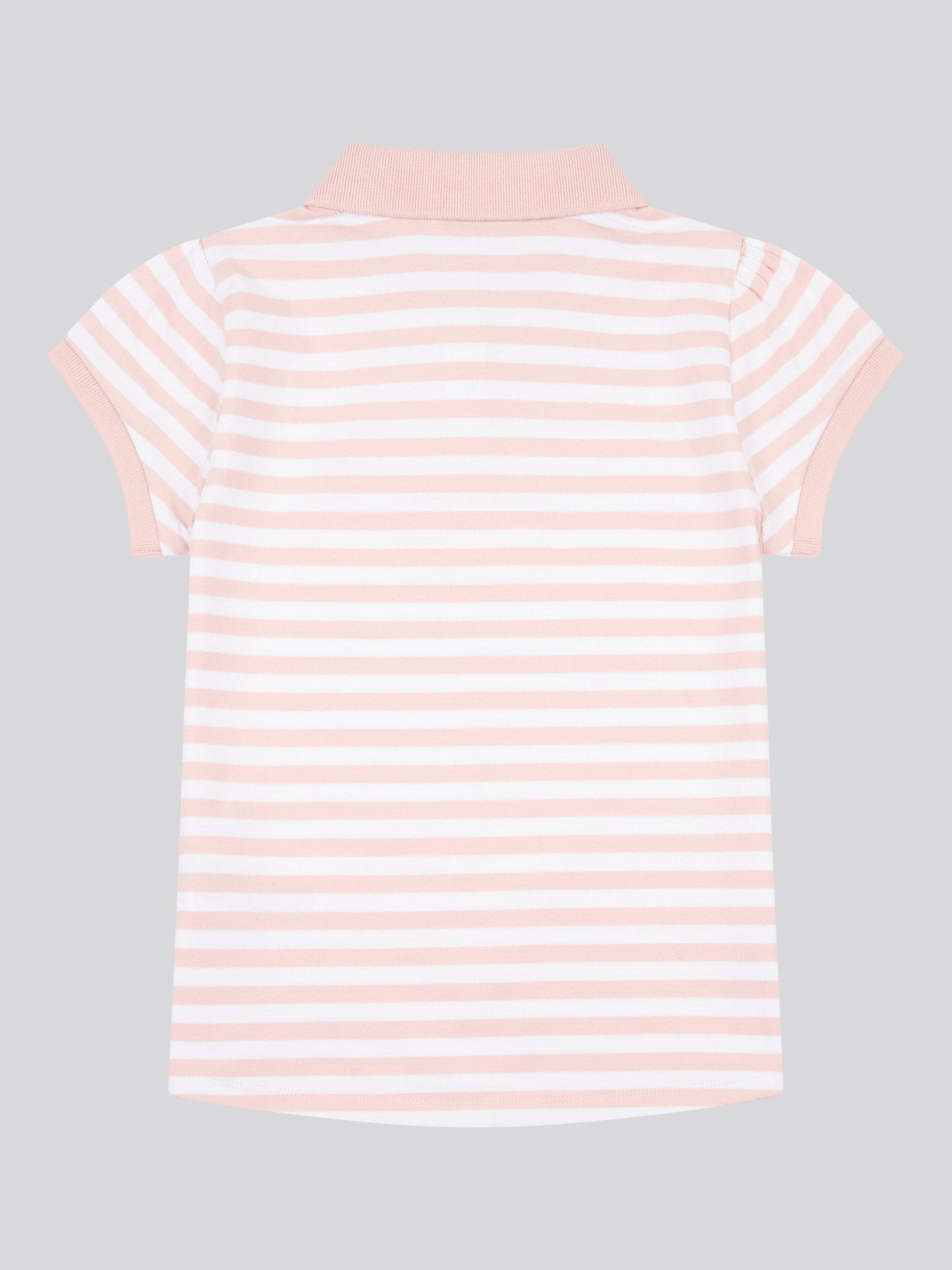 Girls Cap Sleeve Stripe Polo Shirt in Crystal Rose
