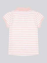 Girls Cap Sleeve Stripe Polo Shirt in Crystal Rose