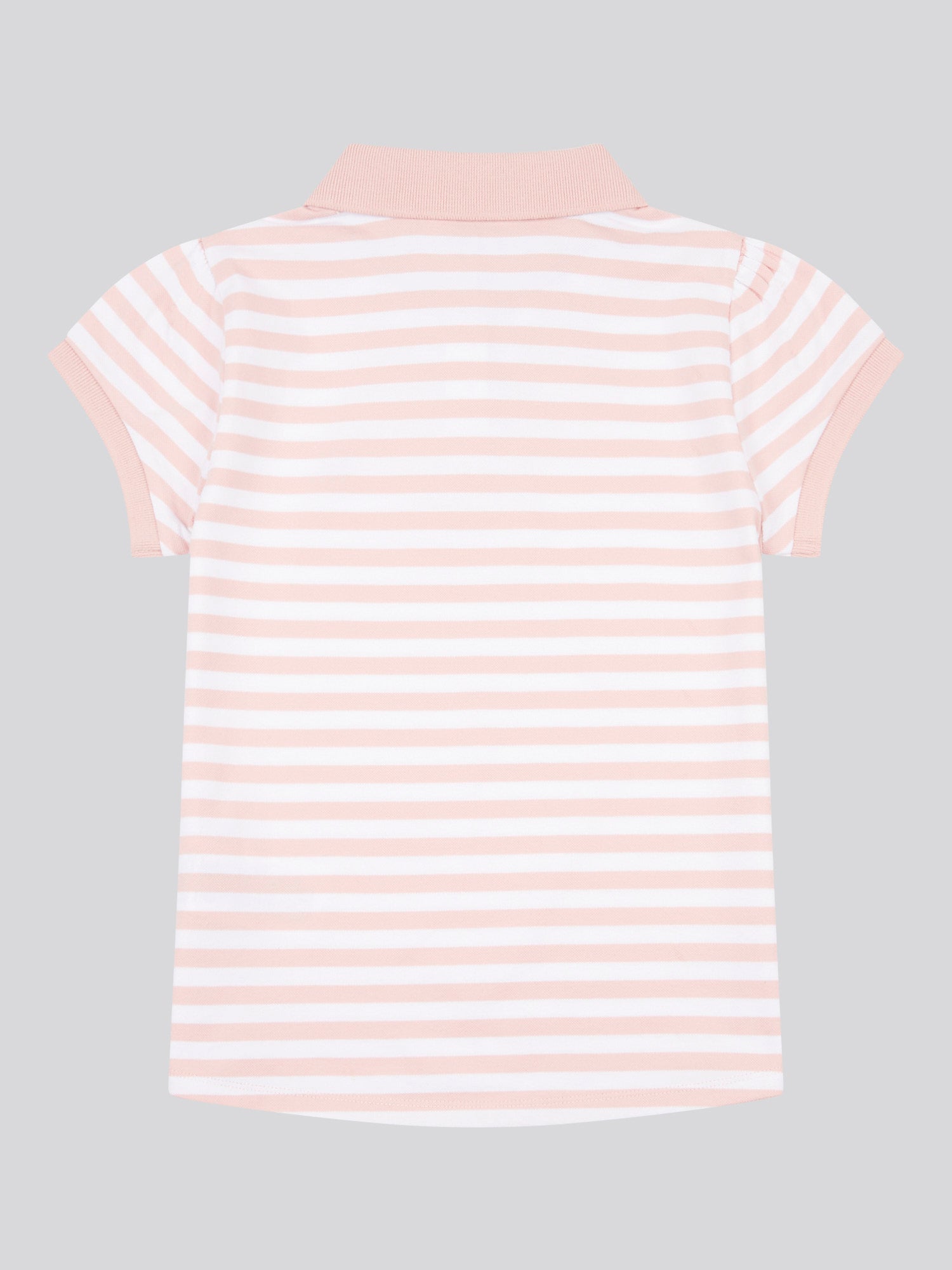 Girls Cap Sleeve Stripe Polo Shirt in Crystal Rose