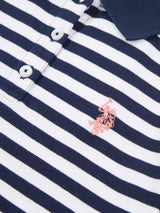 Girls Cap Sleeve Stripe Polo Shirt in Navy Iris