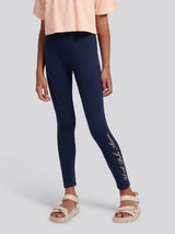 Girls Script Boxy Fit T-Shirt & Legging Set in Peach Nectar