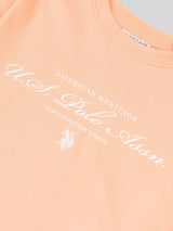 Girls Script Boxy Fit T-Shirt & Legging Set in Peach Nectar