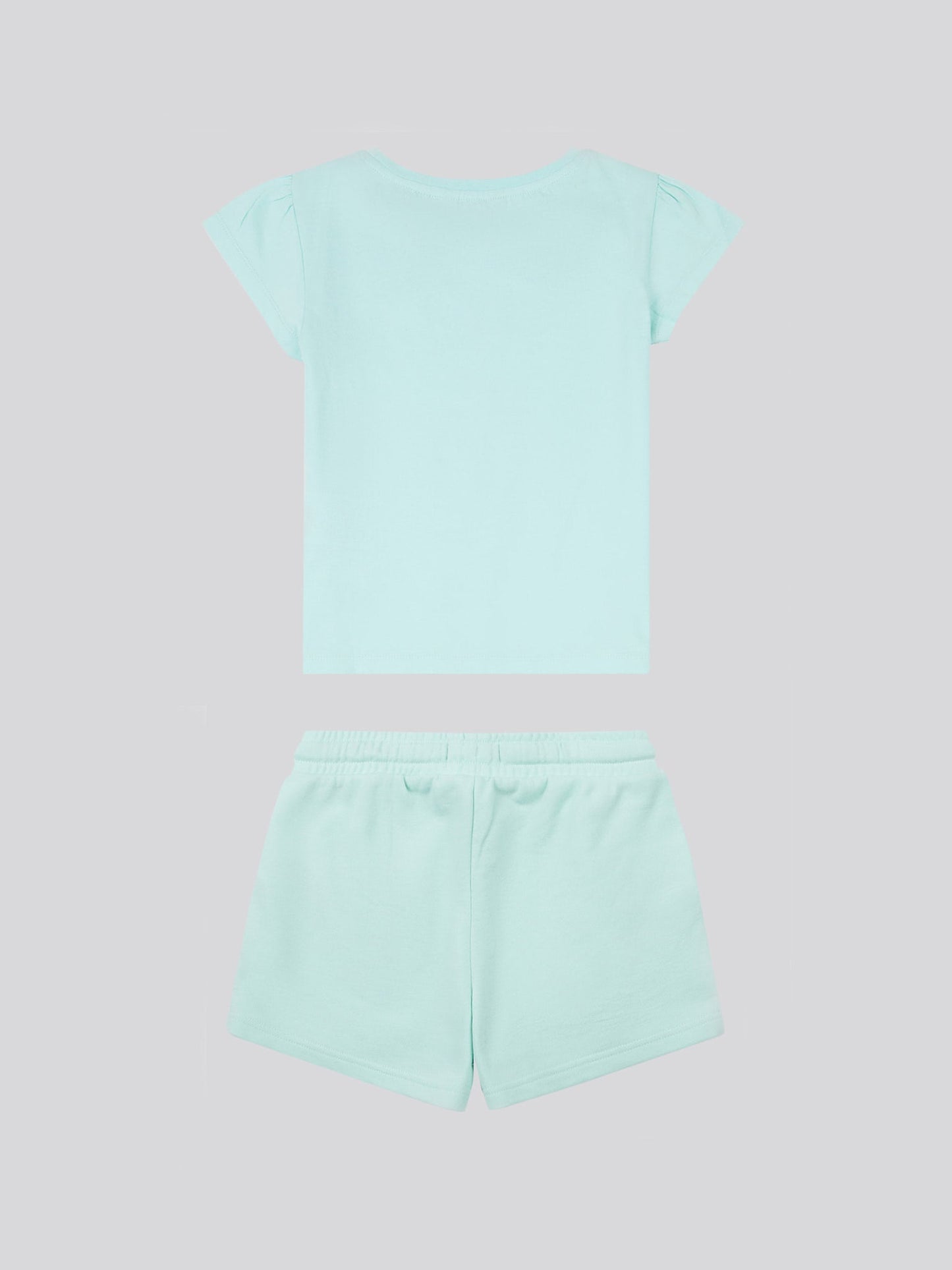 Girls Script Graphic T-Shirt & Sweat Short Set in Blue Light