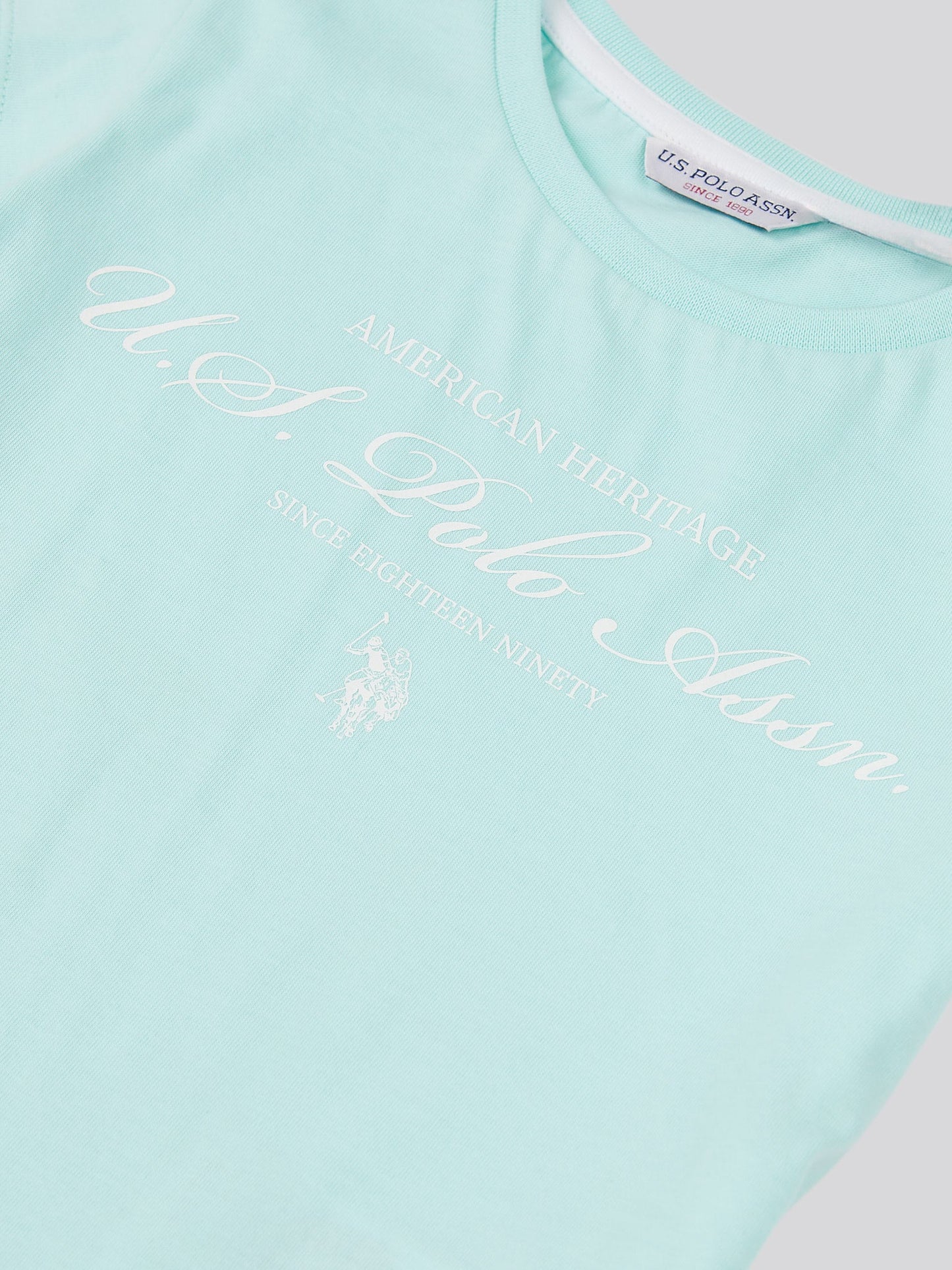 Girls Script Graphic T-Shirt & Sweat Short Set in Blue Light