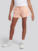 Girls Script Graphic T-Shirt & Sweat Short Set in Peach Nectar