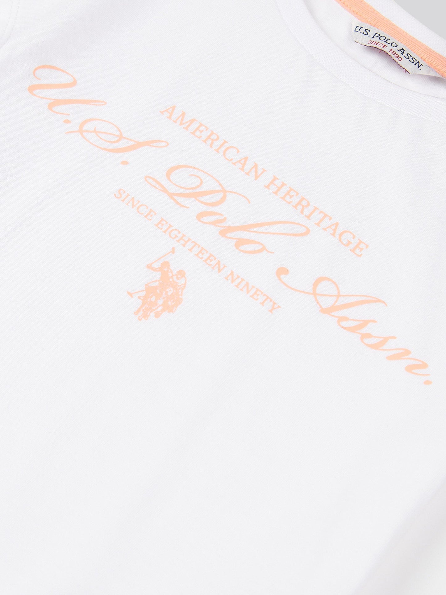 Girls Script Graphic T-Shirt & Sweat Short Set in Peach Nectar