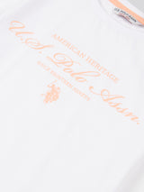 Girls Script Graphic T-Shirt & Sweat Short Set in Peach Nectar