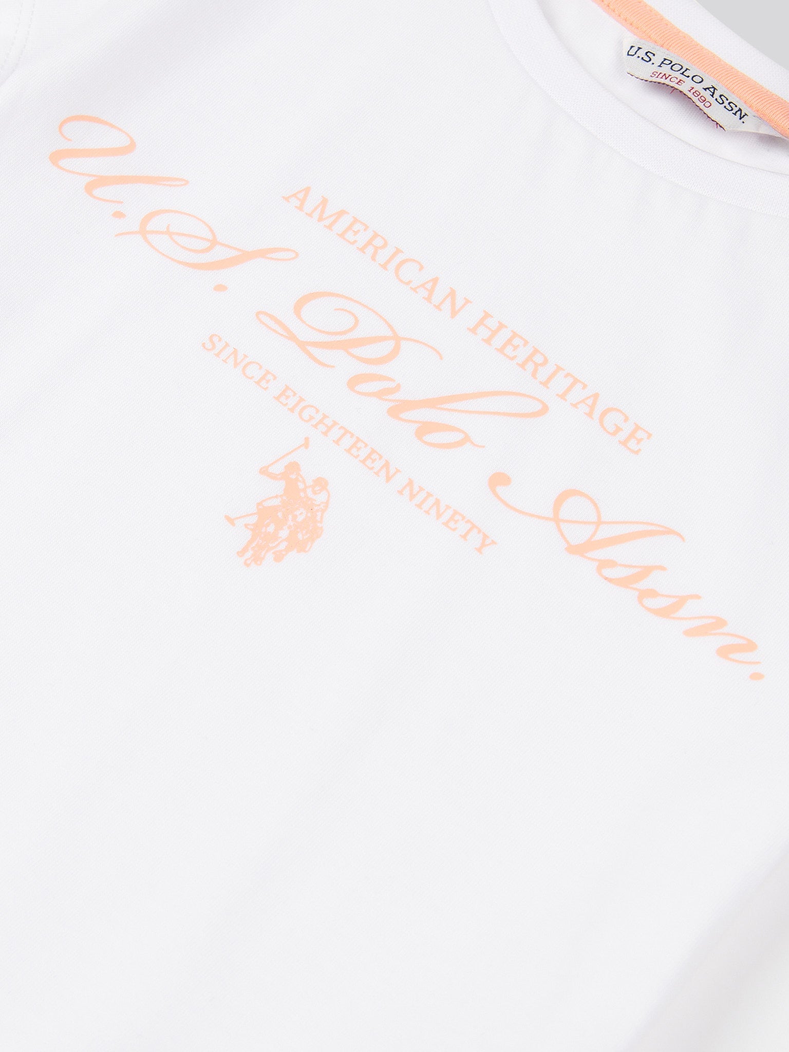 Girls Script Graphic T-Shirt & Sweat Short Set in Peach Nectar