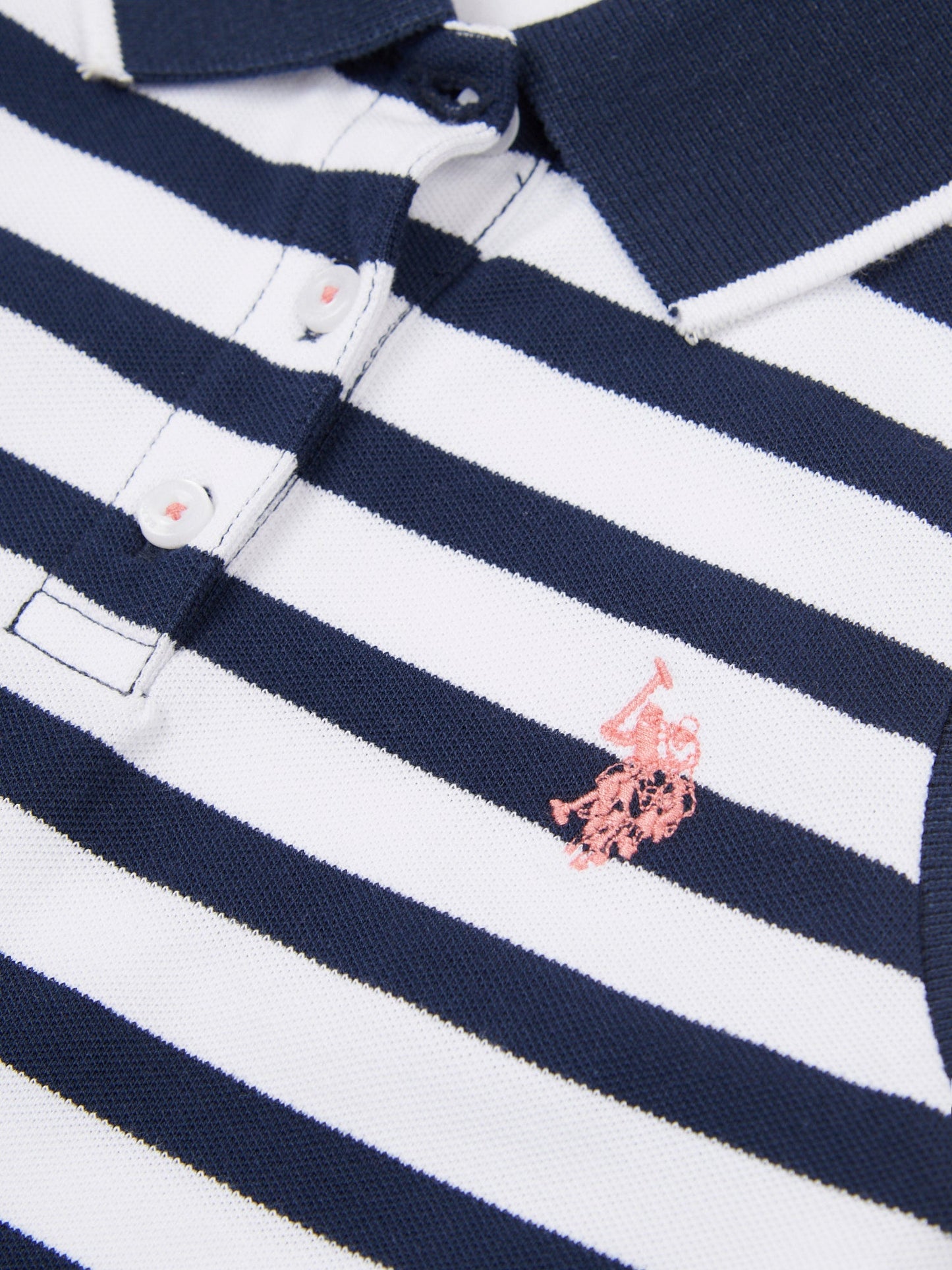 Girls Striped Sleeveless Polo Dress in Navy Iris
