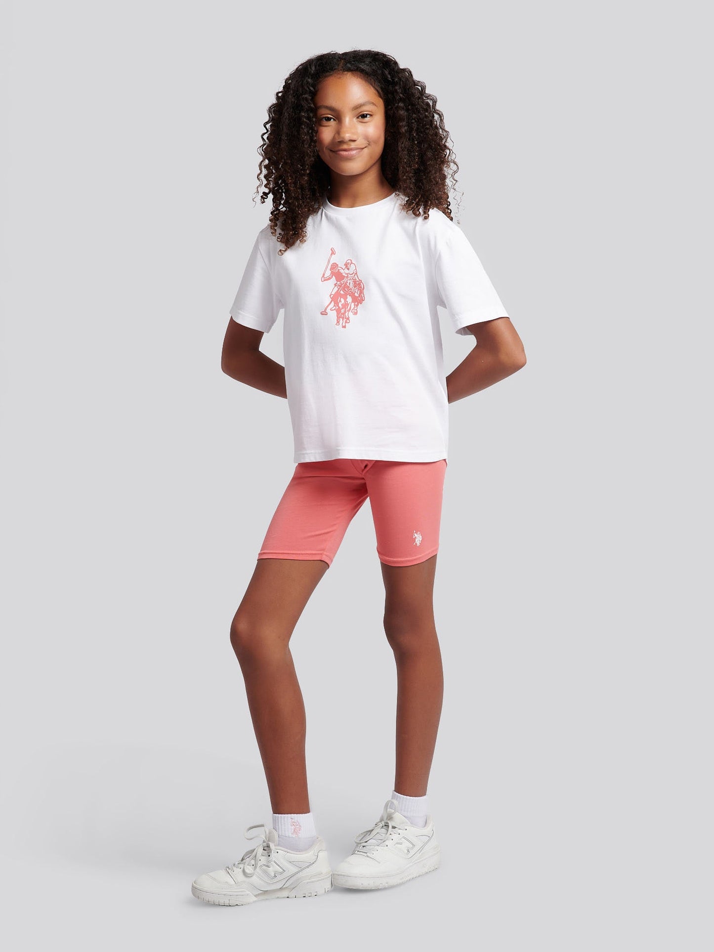 Girls Print T-Shirt & Jersey Short Set Bright White