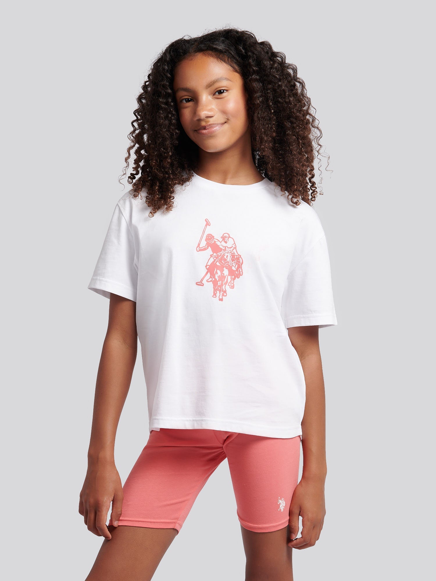 Girls Print T-Shirt & Jersey Short Set Bright White