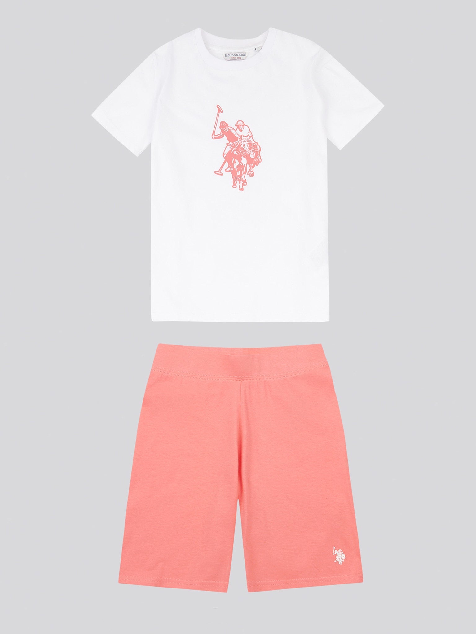 Girls Print T-Shirt & Jersey Short Set Bright White