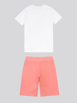 Girls Print T-Shirt & Jersey Short Set Bright White