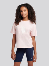 Girls Print T-Shirt & Jersey Short Set Crystal Rose