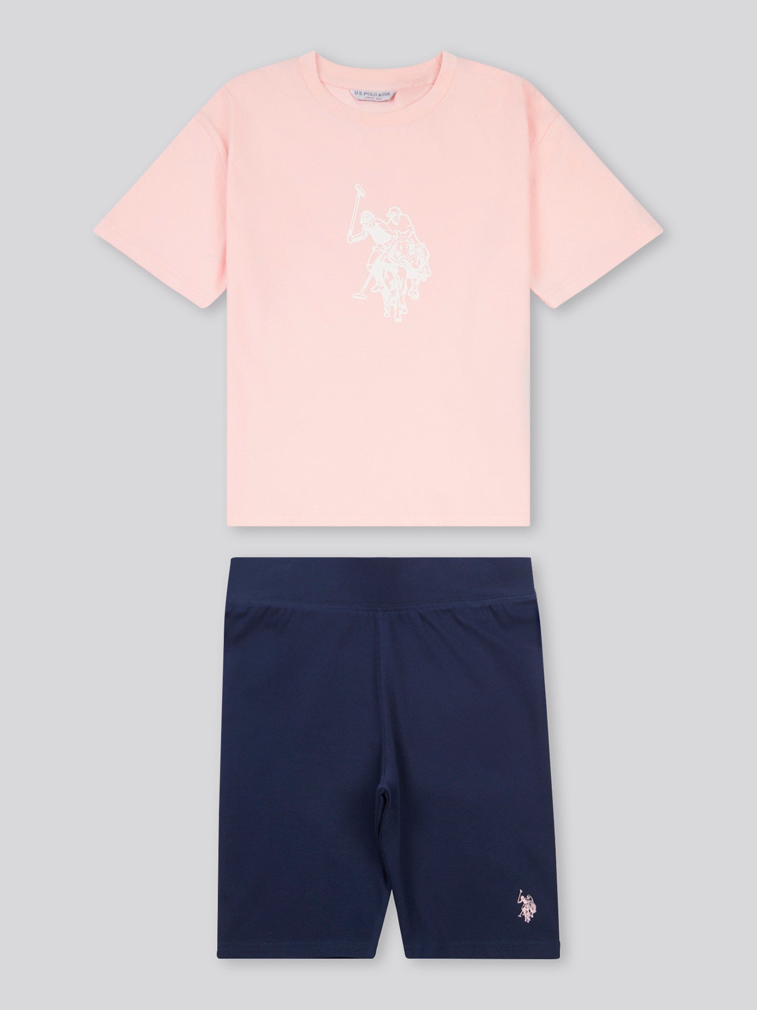 Girls Print T-Shirt & Jersey Short Set Crystal Rose