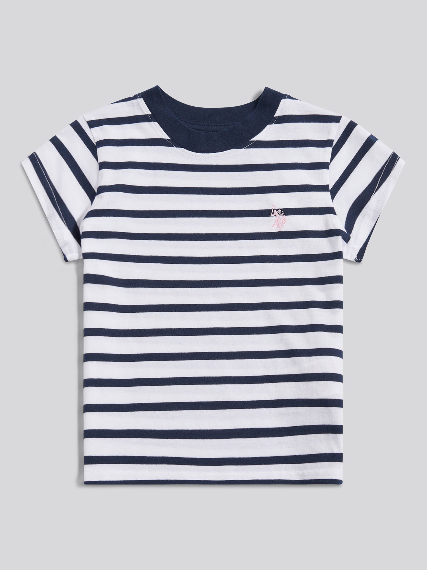 Girls Stripe Cap Sleeve T-Shirt in Navy Iris