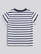 Girls Stripe Cap Sleeve T-Shirt in Navy Iris