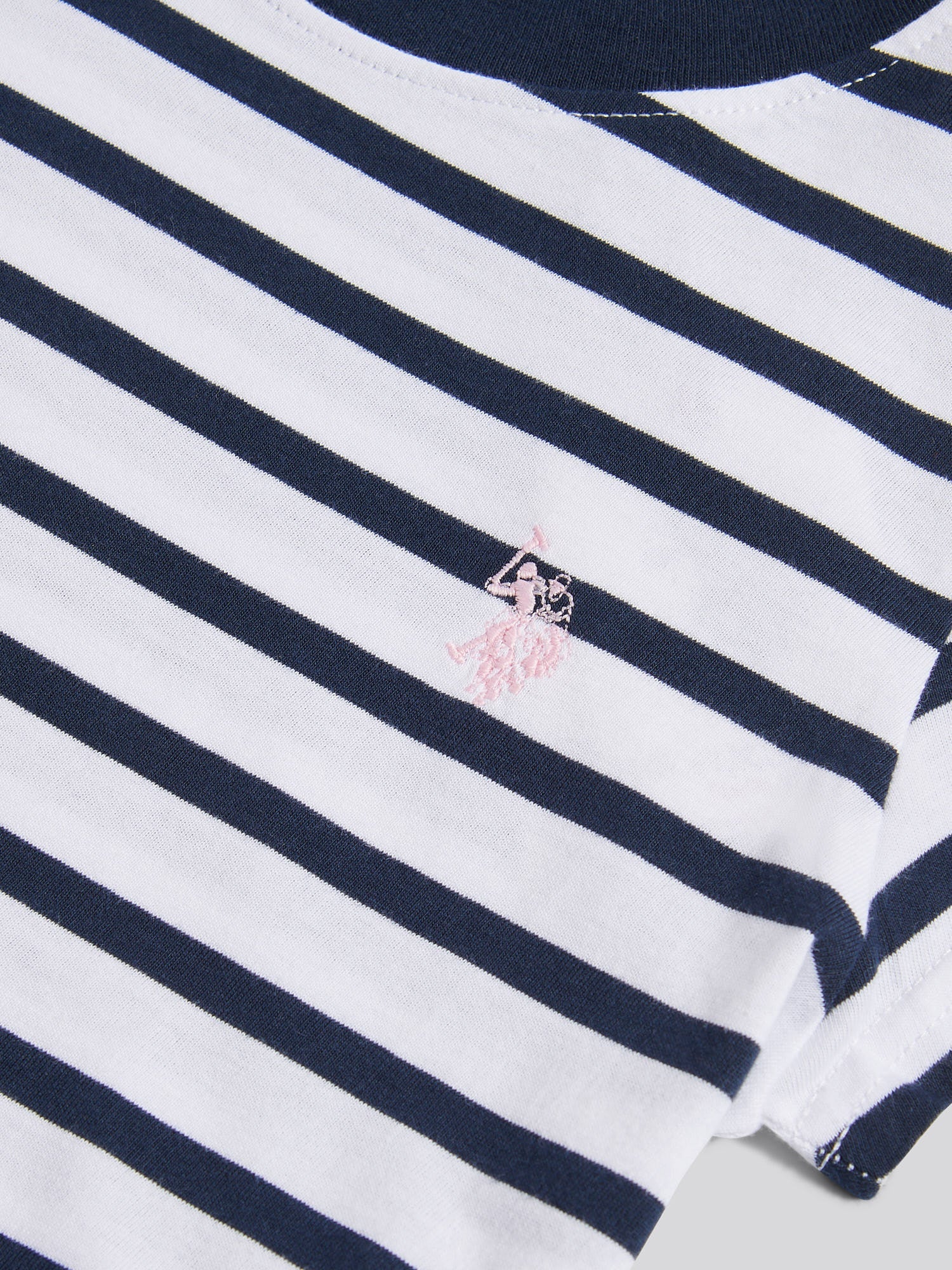 Girls Stripe Cap Sleeve T-Shirt in Navy Iris