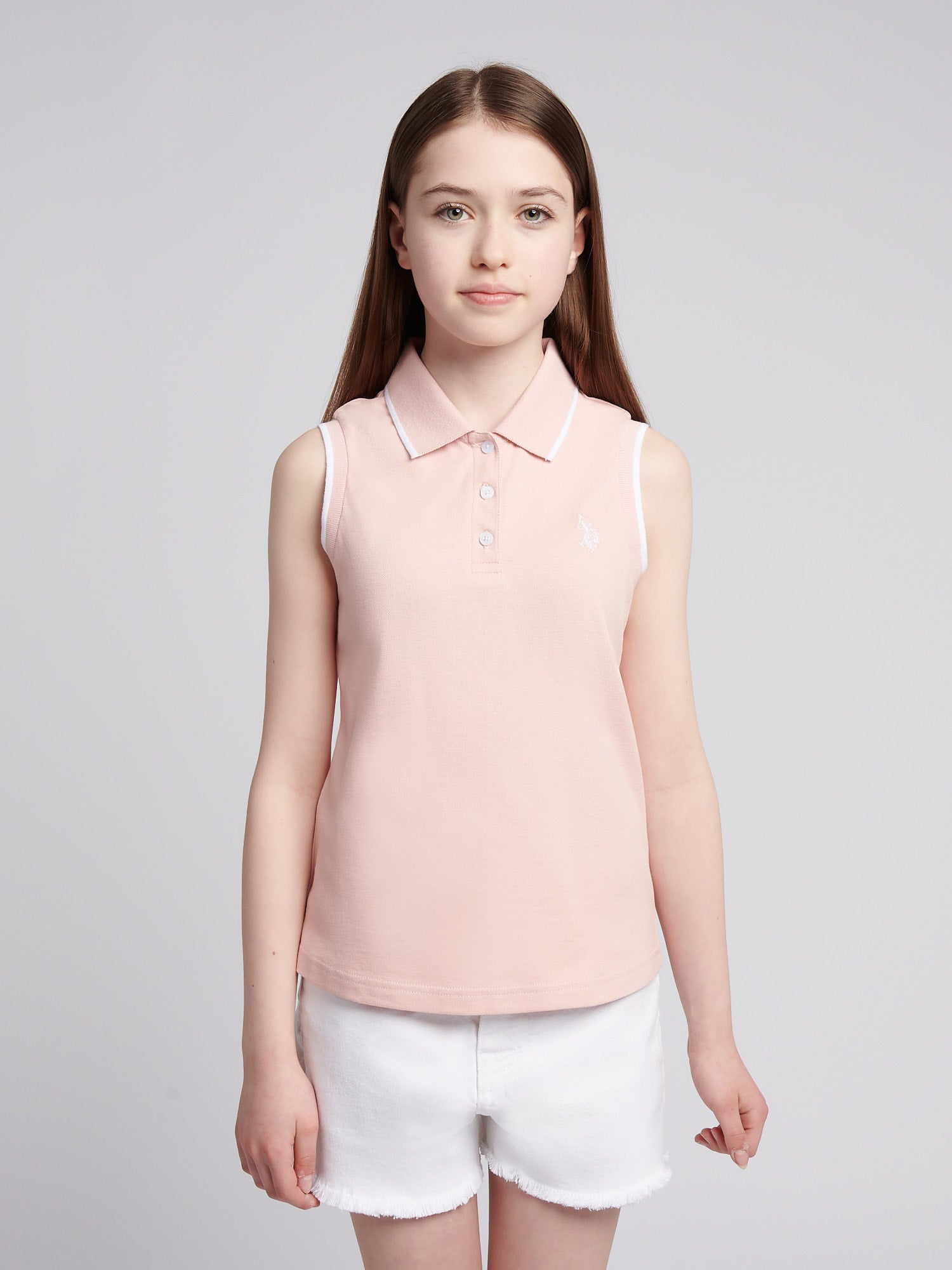 Girls Sleeveless Polo Shirt Crystal Rose