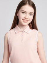 Girls Sleeveless Polo Shirt Crystal Rose