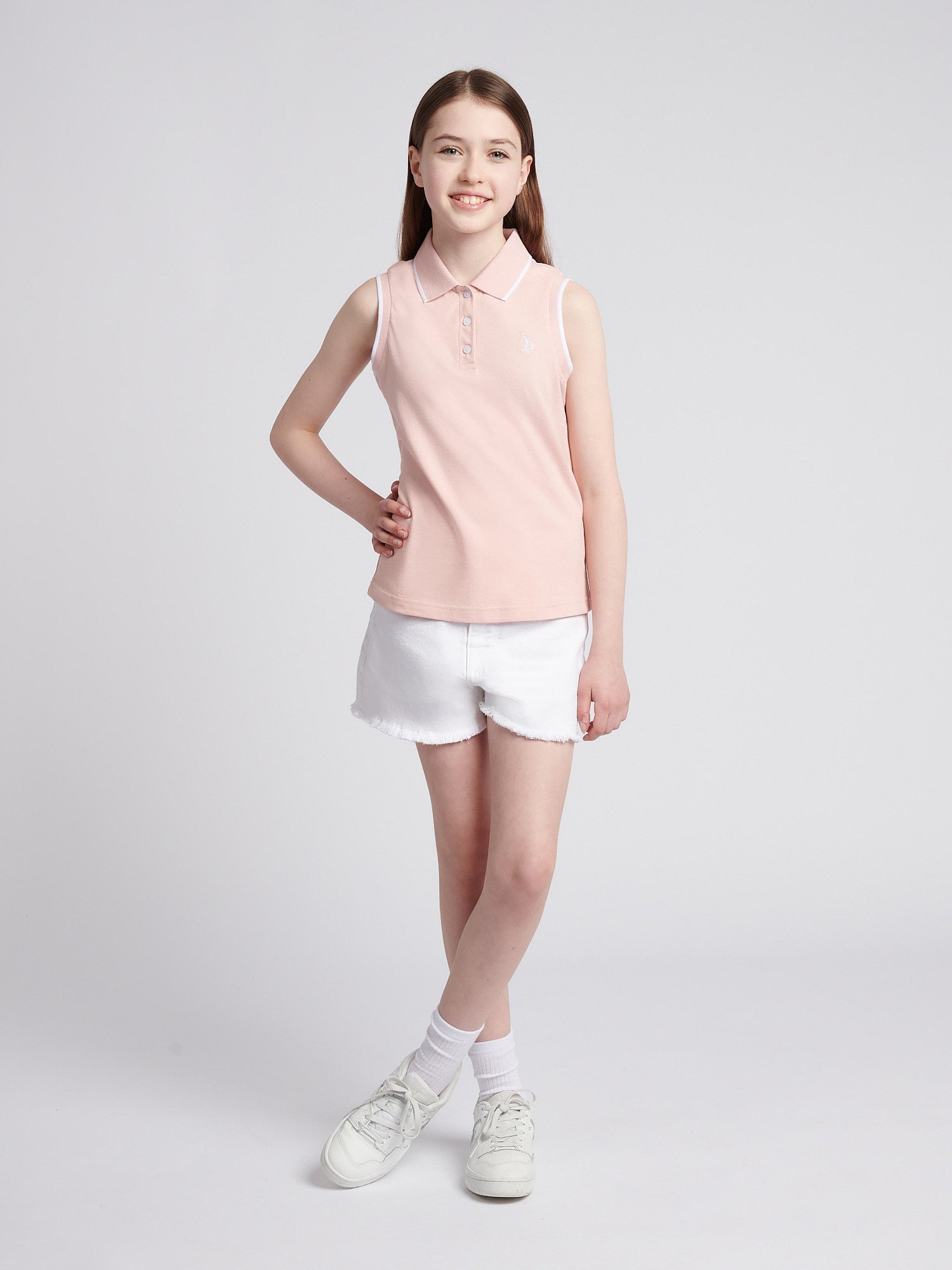 Girls Sleeveless Polo Shirt Crystal Rose