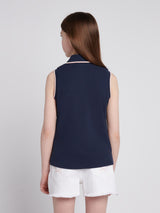 Girls Sleeveless Polo Shirt Navy Iris