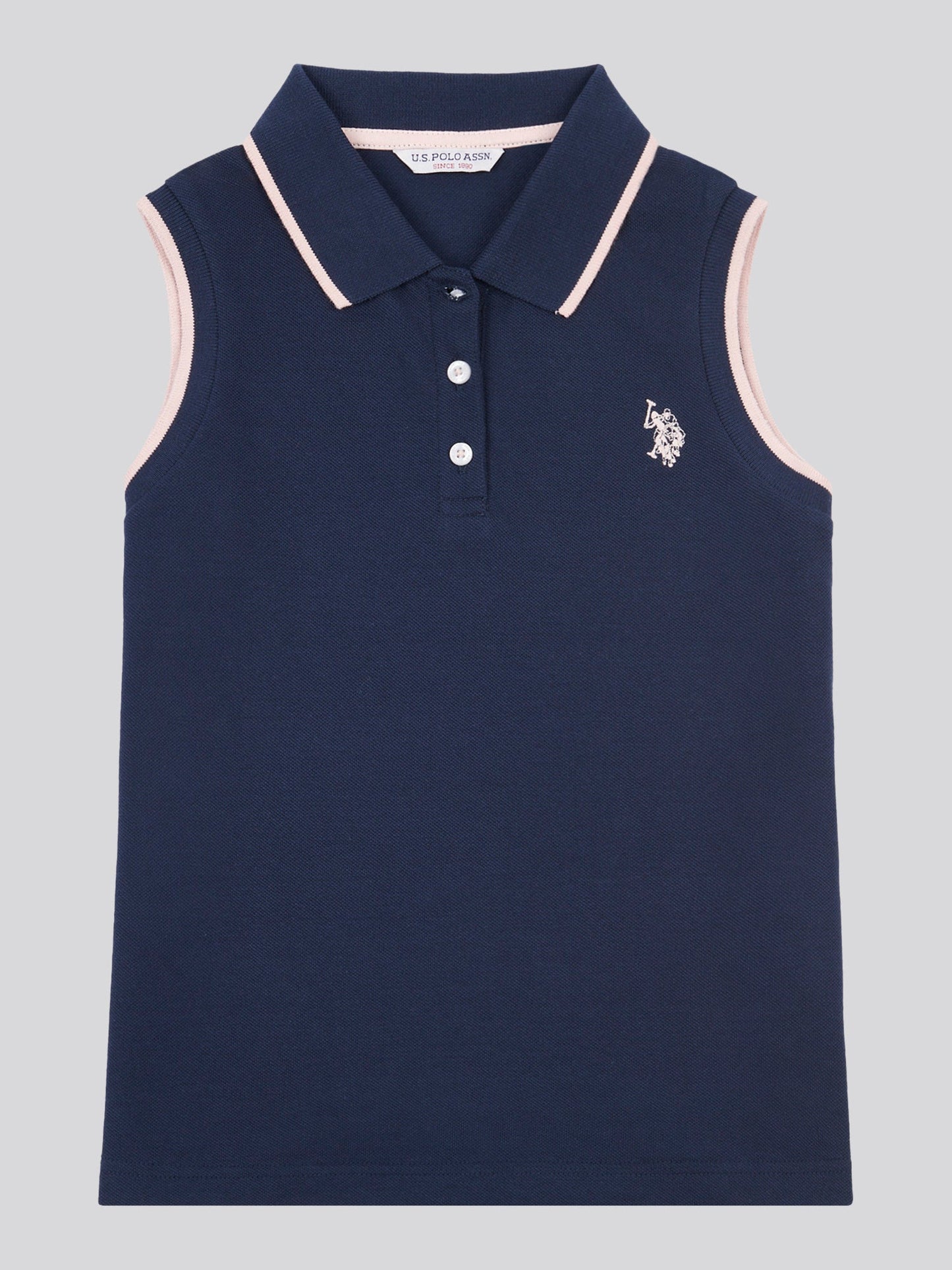Girls Sleeveless Polo Shirt Navy Iris