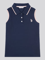 Girls Sleeveless Polo Shirt Navy Iris