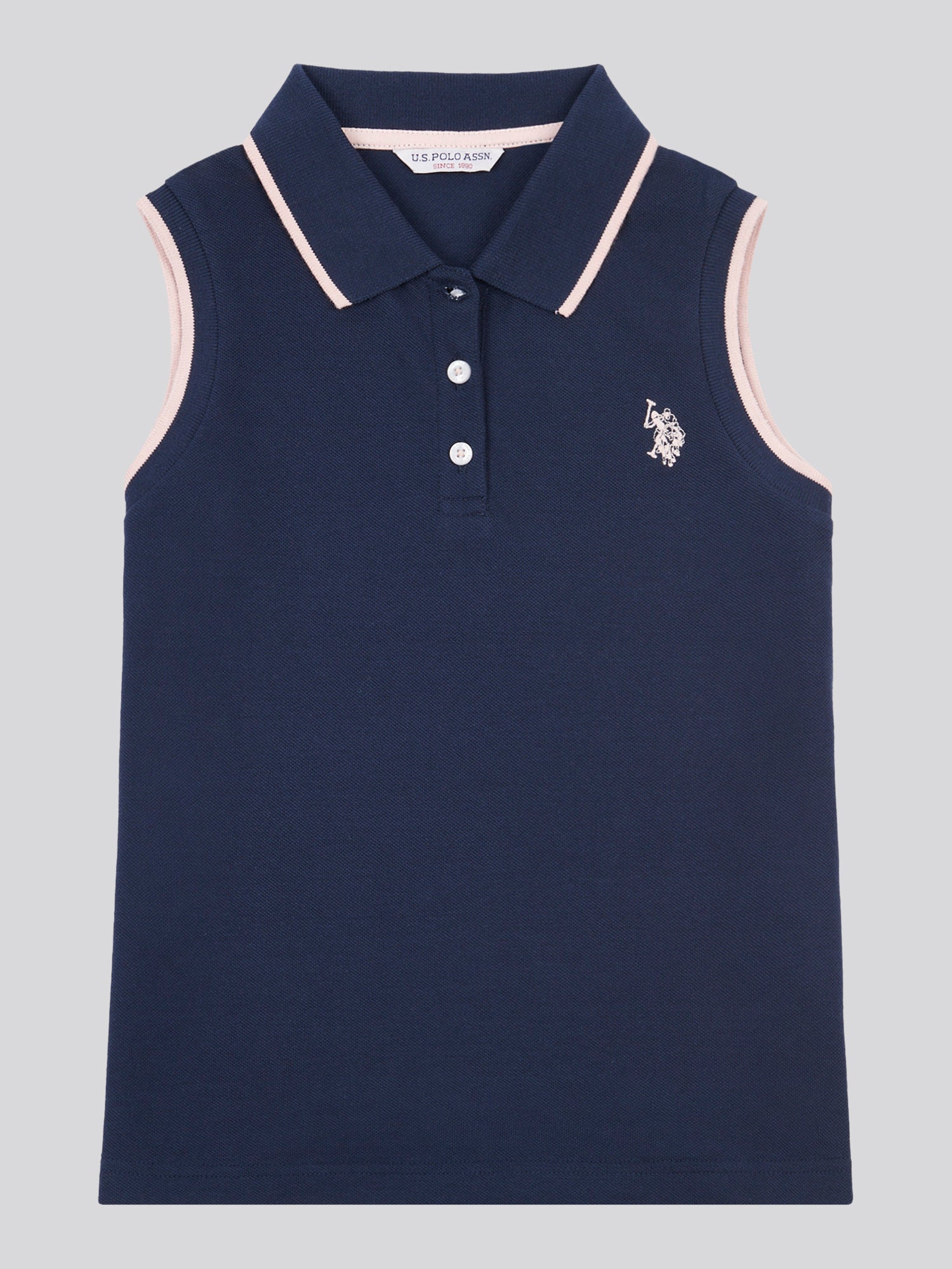 Girls Sleeveless Polo Shirt Navy Iris