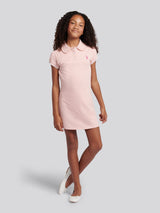 Girls Frill Collar Polo Dress in Crystal Rose