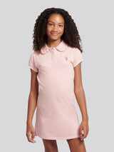 Girls Frill Collar Polo Dress in Crystal Rose