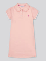 Girls Frill Collar Polo Dress in Crystal Rose