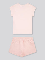 Girls Double Horsemen Top & Pique Short Set in Crystal Rose