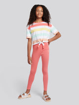 Girls Stripe T-Shirt & Legging Set in Sugar Coral