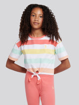 Girls Stripe T-Shirt & Legging Set in Sugar Coral
