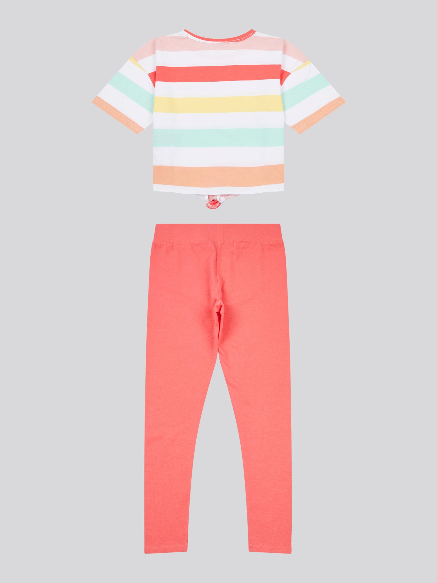Girls Stripe T-Shirt & Legging Set in Sugar Coral