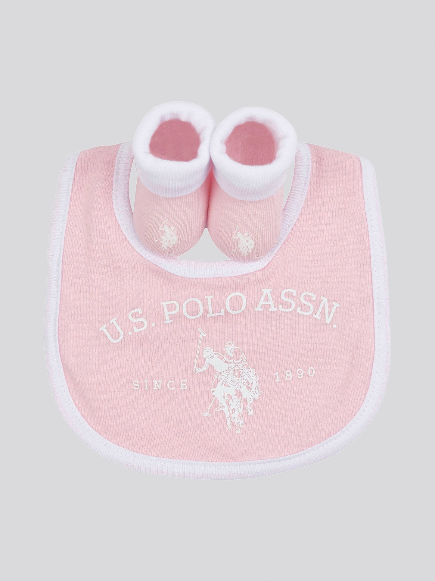 Baby Bib and Bootie set in Light Pink
