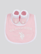 Baby Bib and Bootie set in Light Pink