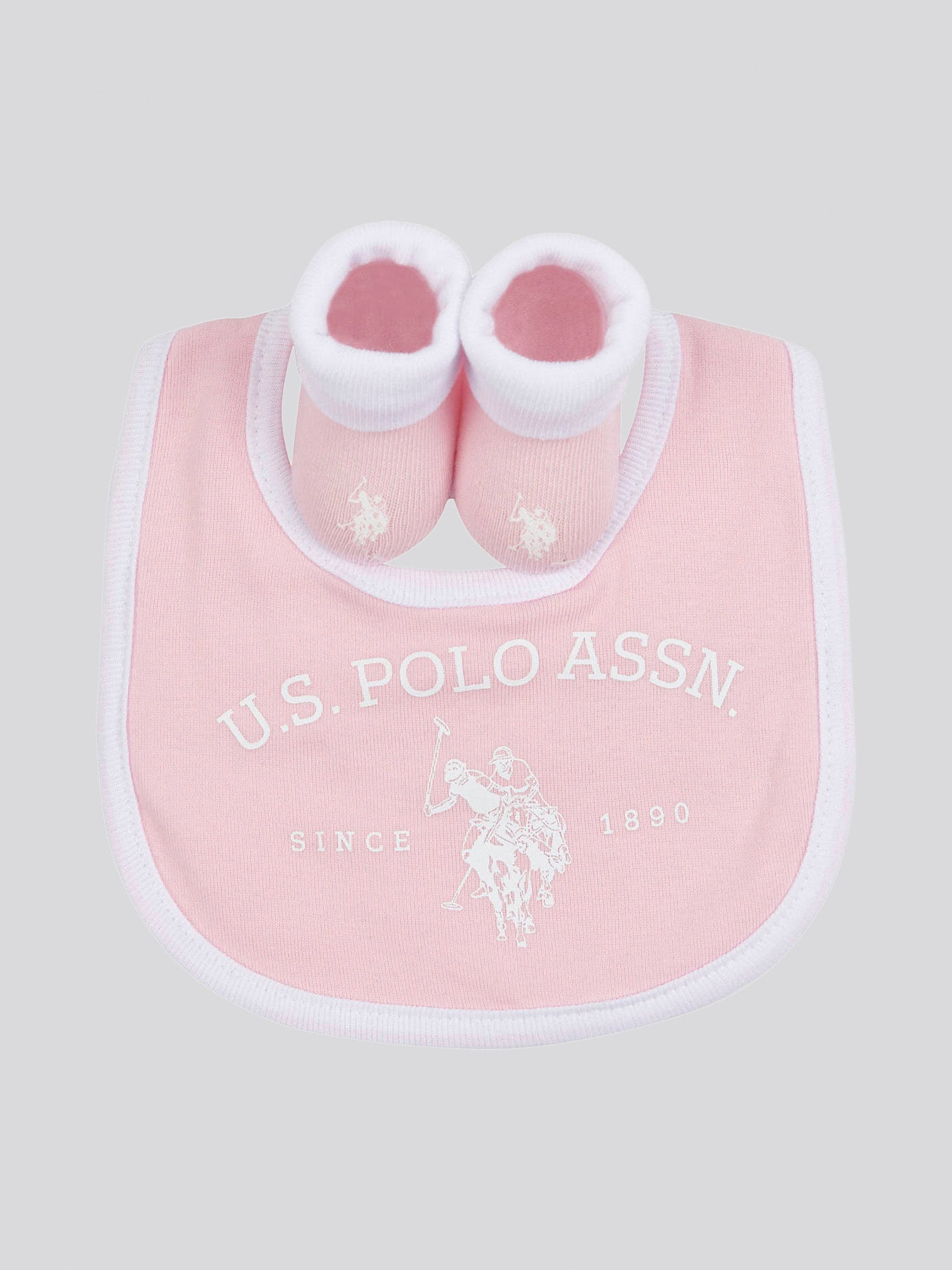 Baby Bib and Bootie set in Light Pink
