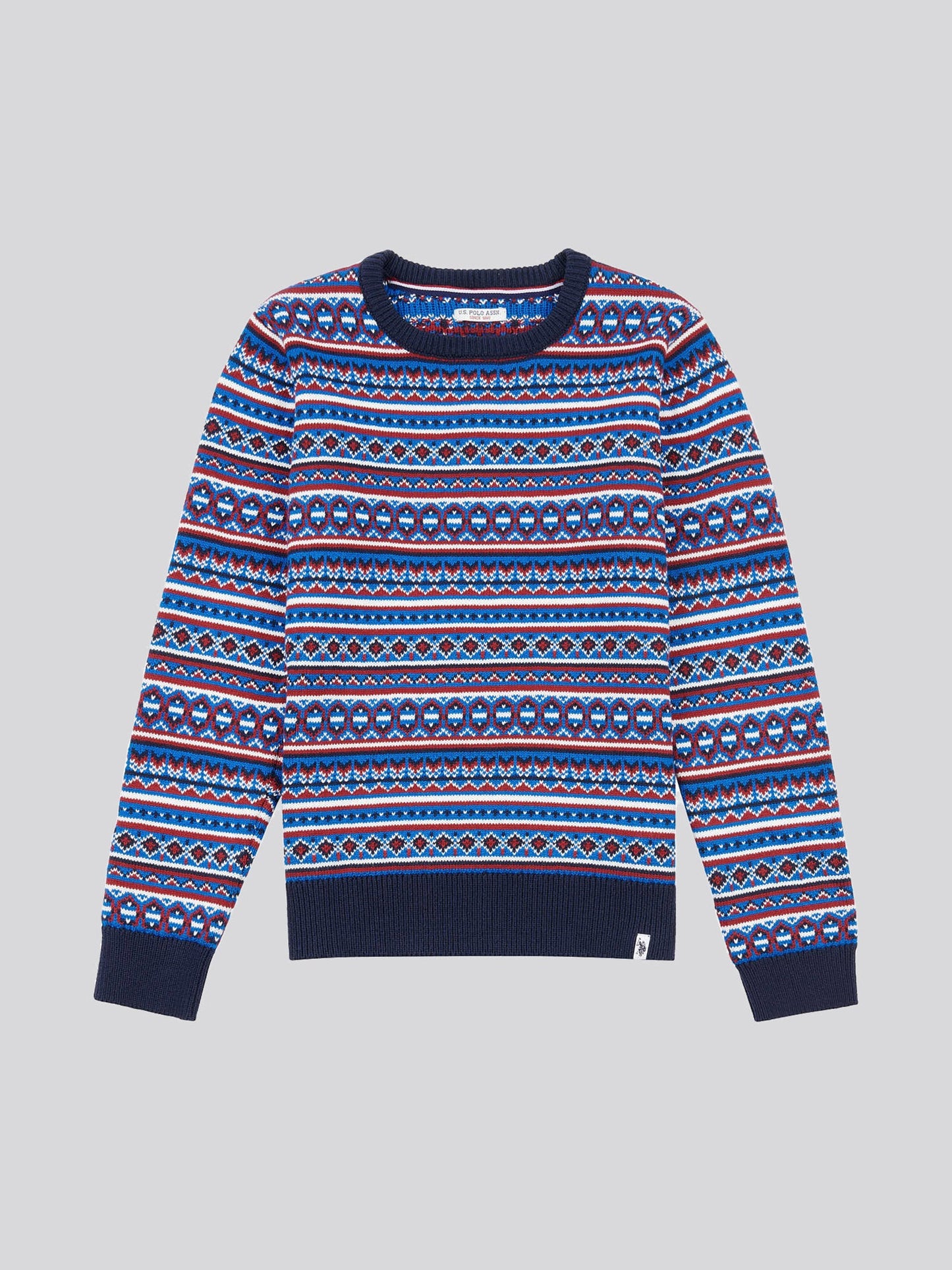 Boys Intarsia Knit Jumper in Classic Blue